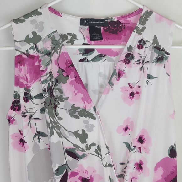 INC International Concepts Faux Wrap Blouse Top Size S | Casual Party Floral - Picture 4 of 6